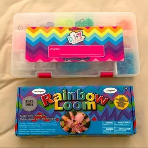 Rainbow Loom w/big case of rubber bands and clips.
